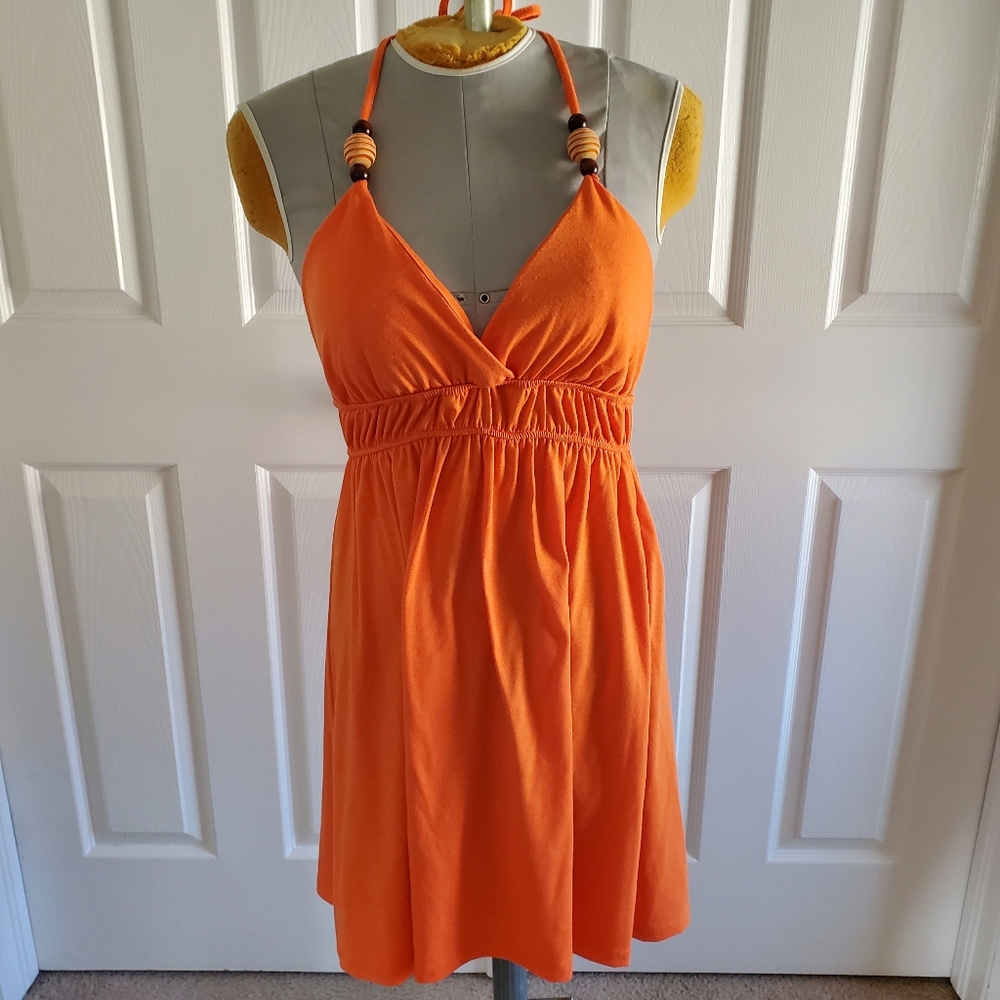Orange cotton halter dress